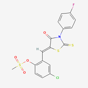 molecular formula C17H11ClFNO4S3 B4942422 4-chloro-2-{[3-(4-fluorophenyl)-4-oxo-2-thioxo-1,3-thiazolidin-5-ylidene]methyl}phenyl methanesulfonate 