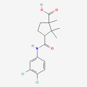 molecular formula C16H19Cl2NO3 B4942432 3-{[(3,4-dichlorophenyl)amino]carbonyl}-1,2,2-trimethylcyclopentanecarboxylic acid 