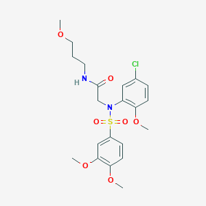 molecular formula C21H27ClN2O7S B4942445 N~2~-(5-chloro-2-methoxyphenyl)-N~2~-[(3,4-dimethoxyphenyl)sulfonyl]-N~1~-(3-methoxypropyl)glycinamide 