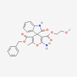 molecular formula C25H24N2O7 B4942459 5'-benzyl 3'-(2-methoxyethyl) 2'-amino-6'-methyl-2-oxo-1,2-dihydrospiro[indole-3,4'-pyran]-3',5'-dicarboxylate 