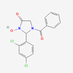 molecular formula C16H12Cl2N2O3 B4942550 1-benzoyl-2-(2,4-dichlorophenyl)-3-hydroxy-4-imidazolidinone 