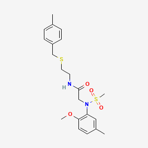 molecular formula C21H28N2O4S2 B4942578 N~2~-(2-methoxy-5-methylphenyl)-N~1~-{2-[(4-methylbenzyl)thio]ethyl}-N~2~-(methylsulfonyl)glycinamide 
