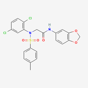 molecular formula C22H18Cl2N2O5S B4942633 N~1~-1,3-benzodioxol-5-yl-N~2~-(2,5-dichlorophenyl)-N~2~-[(4-methylphenyl)sulfonyl]glycinamide 