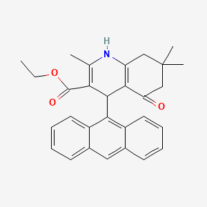 molecular formula C29H29NO3 B4942659 ethyl 4-(9-anthryl)-2,7,7-trimethyl-5-oxo-1,4,5,6,7,8-hexahydro-3-quinolinecarboxylate 