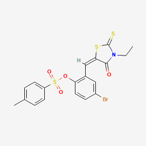 molecular formula C19H16BrNO4S3 B4942714 4-bromo-2-[(3-ethyl-4-oxo-2-thioxo-1,3-thiazolidin-5-ylidene)methyl]phenyl 4-methylbenzenesulfonate 