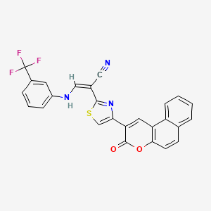 2-[4-(3-oxo-3H-benzo[f]chromen-2-yl)-1,3-thiazol-2-yl]-3-{[3-(trifluoromethyl)phenyl]amino}acrylonitrile