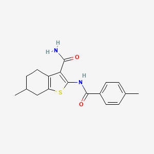 molecular formula C18H20N2O2S B4942752 6-methyl-2-[(4-methylbenzoyl)amino]-4,5,6,7-tetrahydro-1-benzothiophene-3-carboxamide 