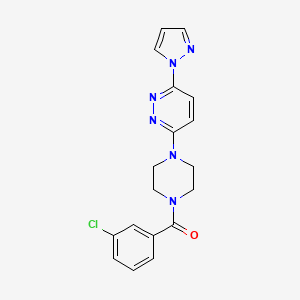 molecular formula C18H17ClN6O B4942769 3-[4-(3-chlorobenzoyl)-1-piperazinyl]-6-(1H-pyrazol-1-yl)pyridazine 