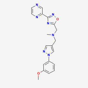 molecular formula C19H19N7O2 B4942785 1-[1-(3-methoxyphenyl)-1H-pyrazol-4-yl]-N-methyl-N-{[3-(2-pyrazinyl)-1,2,4-oxadiazol-5-yl]methyl}methanamine 