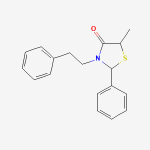 molecular formula C18H19NOS B4942813 5-methyl-2-phenyl-3-(2-phenylethyl)-1,3-thiazolidin-4-one 