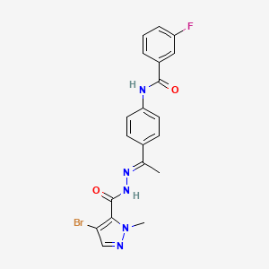 N-(4-{N-[(4-bromo-1-methyl-1H-pyrazol-5-yl)carbonyl]ethanehydrazonoyl}phenyl)-3-fluorobenzamide