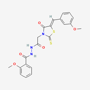 molecular formula C21H19N3O5S2 B4942867 2-methoxy-N'-{[5-(3-methoxybenzylidene)-4-oxo-2-thioxo-1,3-thiazolidin-3-yl]acetyl}benzohydrazide 