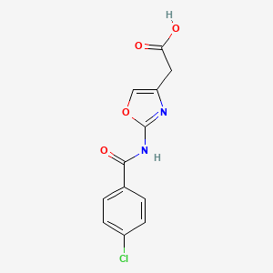 molecular formula C12H9ClN2O4 B4942895 {2-[(4-chlorobenzoyl)amino]-1,3-oxazol-4-yl}acetic acid 