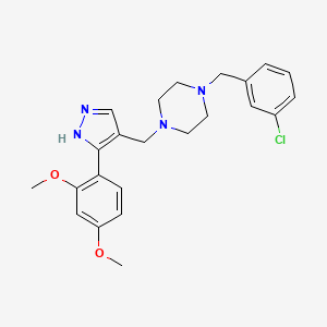 molecular formula C23H27ClN4O2 B4942901 1-(3-chlorobenzyl)-4-{[3-(2,4-dimethoxyphenyl)-1H-pyrazol-4-yl]methyl}piperazine 