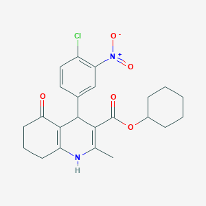 molecular formula C23H25ClN2O5 B4942903 cyclohexyl 4-(4-chloro-3-nitrophenyl)-2-methyl-5-oxo-1,4,5,6,7,8-hexahydro-3-quinolinecarboxylate 