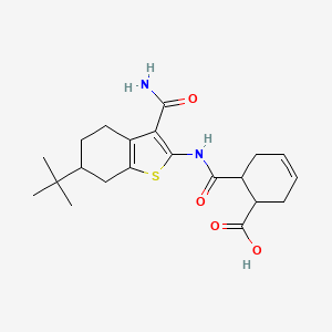 molecular formula C21H28N2O4S B4942909 6-({[3-(aminocarbonyl)-6-tert-butyl-4,5,6,7-tetrahydro-1-benzothien-2-yl]amino}carbonyl)-3-cyclohexene-1-carboxylic acid 