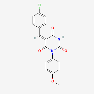 molecular formula C18H13ClN2O4 B4942987 5-(4-chlorobenzylidene)-1-(4-methoxyphenyl)-2,4,6(1H,3H,5H)-pyrimidinetrione 