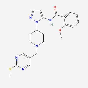 molecular formula C22H26N6O2S B4943013 2-methoxy-N-[1-(1-{[2-(methylthio)-5-pyrimidinyl]methyl}-4-piperidinyl)-1H-pyrazol-5-yl]benzamide 