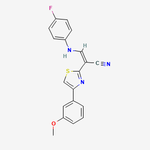 molecular formula C19H14FN3OS B4943025 3-[(4-fluorophenyl)amino]-2-[4-(3-methoxyphenyl)-1,3-thiazol-2-yl]acrylonitrile 