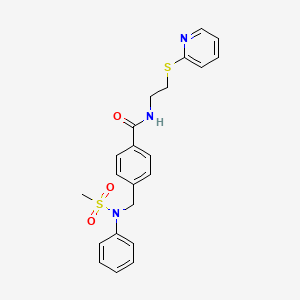 molecular formula C22H23N3O3S2 B4943050 4-{[(methylsulfonyl)(phenyl)amino]methyl}-N-[2-(2-pyridinylthio)ethyl]benzamide 
