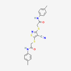 molecular formula C22H20N4O2S3 B4943061 2,2'-[(4-cyano-3,5-isothiazolediyl)bis(thio)]bis[N-(4-methylphenyl)acetamide] CAS No. 424801-63-8
