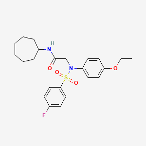 molecular formula C23H29FN2O4S B4943085 N~1~-cycloheptyl-N~2~-(4-ethoxyphenyl)-N~2~-[(4-fluorophenyl)sulfonyl]glycinamide 