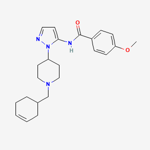 molecular formula C23H30N4O2 B4943128 N-{1-[1-(3-cyclohexen-1-ylmethyl)-4-piperidinyl]-1H-pyrazol-5-yl}-4-methoxybenzamide 