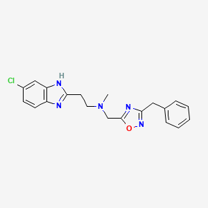 molecular formula C20H20ClN5O B4943133 N-[(3-benzyl-1,2,4-oxadiazol-5-yl)methyl]-2-(5-chloro-1H-benzimidazol-2-yl)-N-methylethanamine 