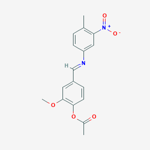 molecular formula C17H16N2O5 B494318 2-methoxy-4-{(E)-[(4-methyl-3-nitrophenyl)imino]methyl}phenyl acetate 