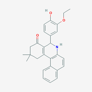 molecular formula C27H27NO3 B4943224 5-(3-ethoxy-4-hydroxyphenyl)-2,2-dimethyl-2,3,5,6-tetrahydrobenzo[a]phenanthridin-4(1H)-one 