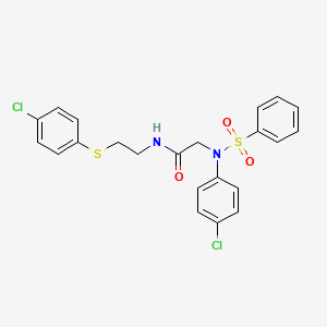 molecular formula C22H20Cl2N2O3S2 B4943240 N~2~-(4-chlorophenyl)-N~1~-{2-[(4-chlorophenyl)thio]ethyl}-N~2~-(phenylsulfonyl)glycinamide 