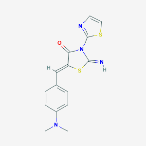 molecular formula C15H14N4OS2 B494326 (5Z)-5-[4-(dimethylamino)benzylidene]-2-imino-3-(1,3-thiazol-2-yl)-1,3-thiazolidin-4-one 