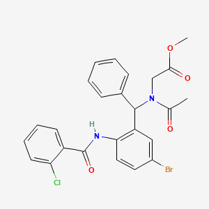 molecular formula C25H22BrClN2O4 B4943266 methyl N-acetyl-N-[{5-bromo-2-[(2-chlorobenzoyl)amino]phenyl}(phenyl)methyl]glycinate CAS No. 5807-03-4