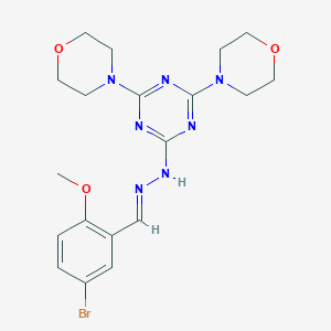molecular formula C19H24BrN7O3 B494328 5-Bromo-2-methoxybenzaldehyde [4,6-di(4-morpholinyl)-1,3,5-triazin-2-yl]hydrazone 