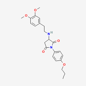 molecular formula C23H28N2O5 B4943341 3-{[2-(3,4-dimethoxyphenyl)ethyl]amino}-1-(4-propoxyphenyl)-2,5-pyrrolidinedione 