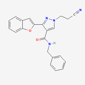 molecular formula C22H18N4O2 B4943342 3-(1-benzofuran-2-yl)-N-benzyl-1-(2-cyanoethyl)-1H-pyrazole-4-carboxamide 