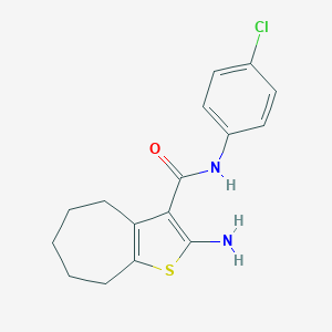 molecular formula C16H17ClN2OS B494336 2-amino-N-(4-chlorophenyl)-5,6,7,8-tetrahydro-4H-cyclohepta[b]thiophene-3-carboxamide CAS No. 438616-84-3