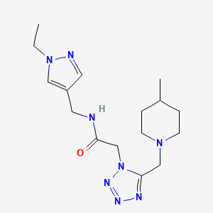 molecular formula C16H26N8O B4943378 N-[(1-ethyl-1H-pyrazol-4-yl)methyl]-2-{5-[(4-methyl-1-piperidinyl)methyl]-1H-tetrazol-1-yl}acetamide 
