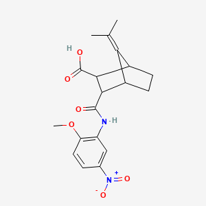 molecular formula C19H22N2O6 B4943394 3-{[(2-methoxy-5-nitrophenyl)amino]carbonyl}-7-(1-methylethylidene)bicyclo[2.2.1]heptane-2-carboxylic acid 