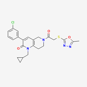 molecular formula C23H23ClN4O3S B4943457 3-(3-chlorophenyl)-1-(cyclopropylmethyl)-6-{[(5-methyl-1,3,4-oxadiazol-2-yl)thio]acetyl}-5,6,7,8-tetrahydro-1,6-naphthyridin-2(1H)-one 