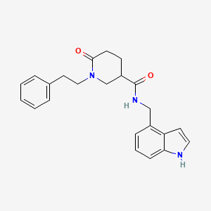 molecular formula C23H25N3O2 B4943513 N-(1H-indol-4-ylmethyl)-6-oxo-1-(2-phenylethyl)-3-piperidinecarboxamide 