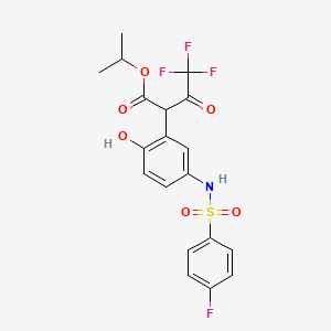 molecular formula C19H17F4NO6S B4943527 isopropyl 4,4,4-trifluoro-2-(5-{[(4-fluorophenyl)sulfonyl]amino}-2-hydroxyphenyl)-3-oxobutanoate 