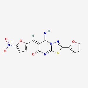 molecular formula C14H7N5O5S B4943541 2-(2-furyl)-5-imino-6-[(5-nitro-2-furyl)methylene]-5,6-dihydro-7H-[1,3,4]thiadiazolo[3,2-a]pyrimidin-7-one 