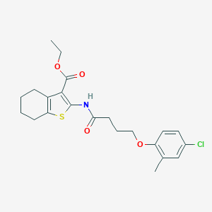 molecular formula C22H26ClNO4S B494357 Ethyl 2-{[4-(4-chloro-2-methylphenoxy)butanoyl]amino}-4,5,6,7-tetrahydro-1-benzothiophene-3-carboxylate 