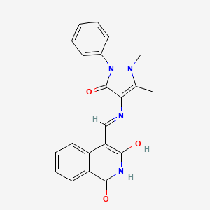 molecular formula C21H18N4O3 B4943571 4-{[(1,5-dimethyl-3-oxo-2-phenyl-2,3-dihydro-1H-pyrazol-4-yl)amino]methylene}-1,3(2H,4H)-isoquinolinedione 