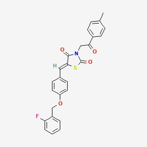 molecular formula C26H20FNO4S B4943582 5-{4-[(2-fluorobenzyl)oxy]benzylidene}-3-[2-(4-methylphenyl)-2-oxoethyl]-1,3-thiazolidine-2,4-dione 