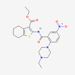 molecular formula C24H30N4O5S B4943599 ethyl 2-{[2-(4-ethyl-1-piperazinyl)-5-nitrobenzoyl]amino}-4,5,6,7-tetrahydro-1-benzothiophene-3-carboxylate 