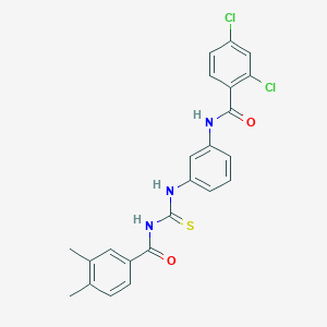 molecular formula C23H19Cl2N3O2S B4943626 2,4-dichloro-N-[3-({[(3,4-dimethylbenzoyl)amino]carbonothioyl}amino)phenyl]benzamide 
