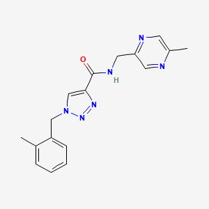 molecular formula C17H18N6O B4943633 1-(2-methylbenzyl)-N-[(5-methyl-2-pyrazinyl)methyl]-1H-1,2,3-triazole-4-carboxamide 