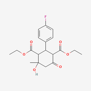 molecular formula C19H23FO6 B4943647 diethyl 2-(4-fluorophenyl)-4-hydroxy-4-methyl-6-oxo-1,3-cyclohexanedicarboxylate 